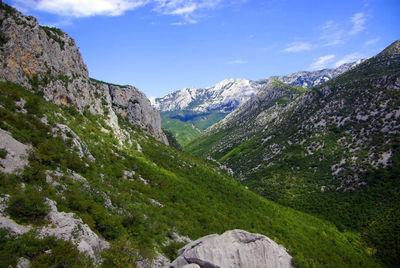 Limestone canyon and mountain landscape in Paklenica National Park