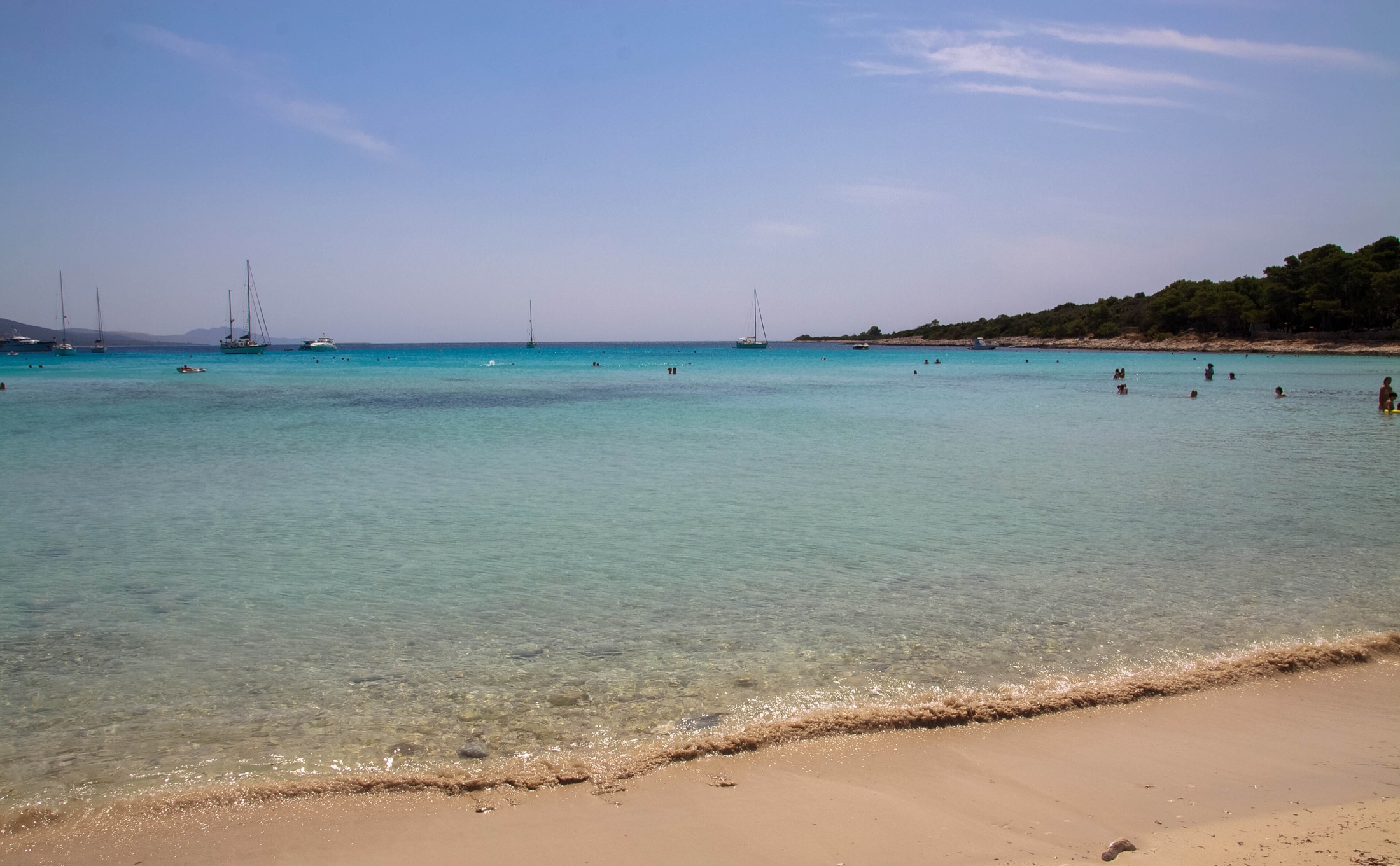 Turquoise shallows and pale sand at Sakarun Beach
